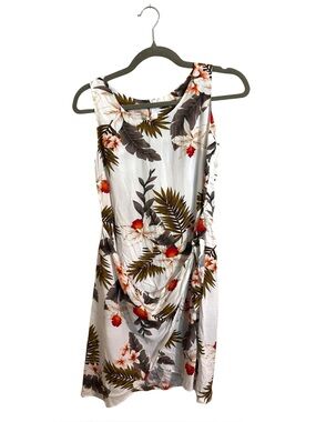Vintage 90s Two Palms Hawaiian Floral Sarong Dress XS